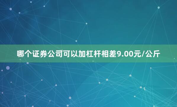 哪个证券公司可以加杠杆相差9.00元/公斤